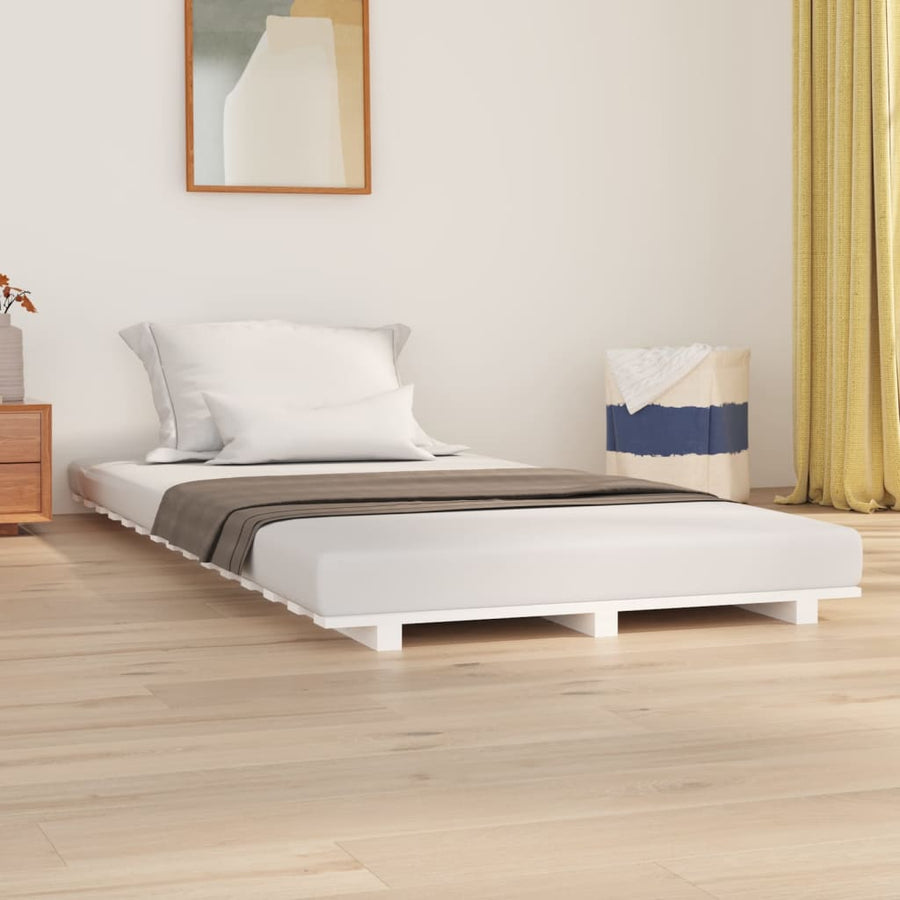 Bedframe Massief Grenenhout 90 x 190 cm Wit