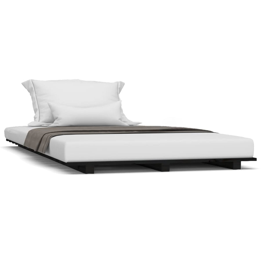 Bedframe 90x190 cm massief grenenhout zwart 90 x 190 cm Zwart