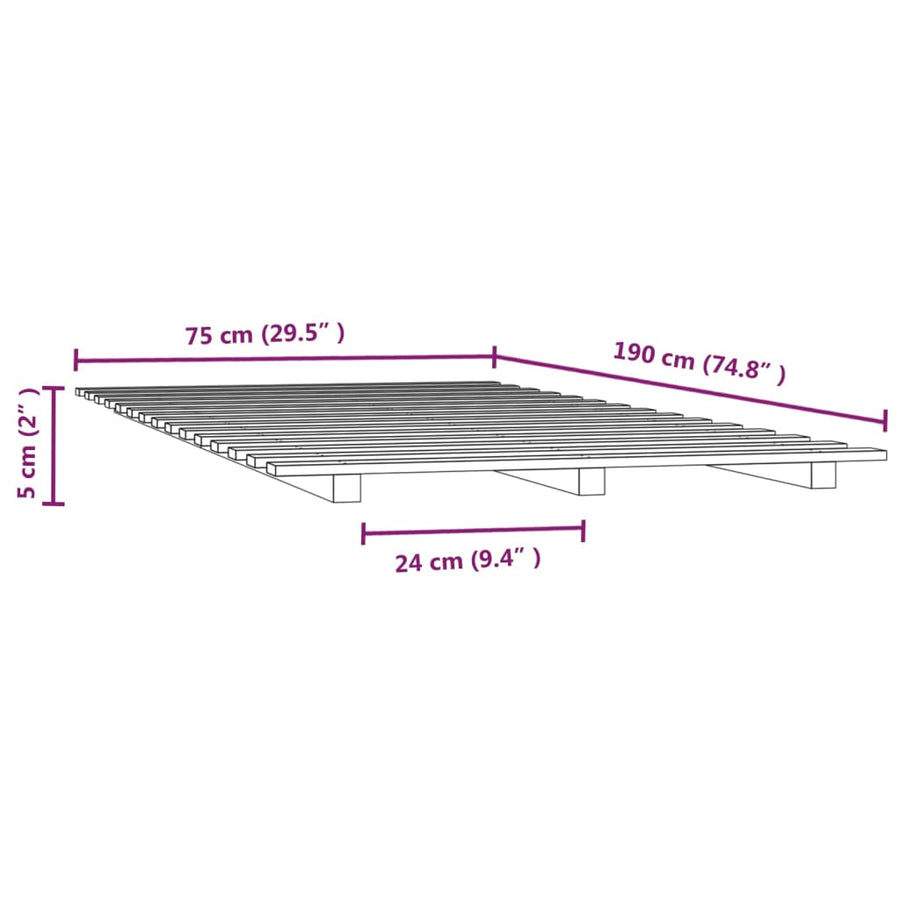 Bedframe Massief Grenenhout 75X190 Cm 75 x 190 cm Naturel
