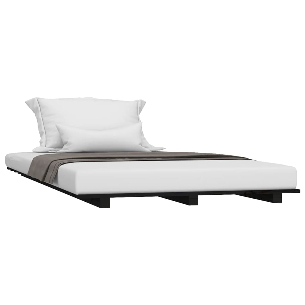 Bedframe 75x190 cm massief grenenhout zwart 75 x 190 cm Zwart