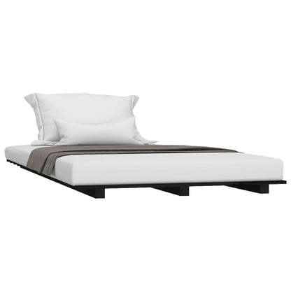 Bedframe 75x190 cm massief grenenhout zwart 75 x 190 cm Zwart