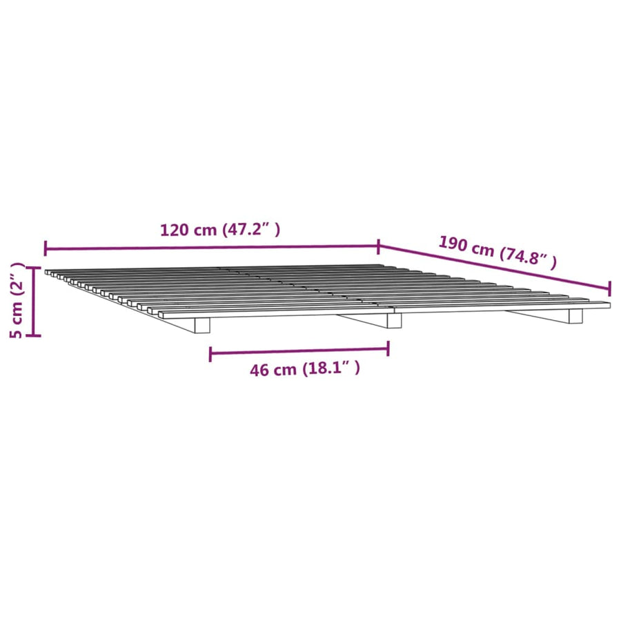 Bedframe massief grenenhout wit 120 x 190 cm Wit