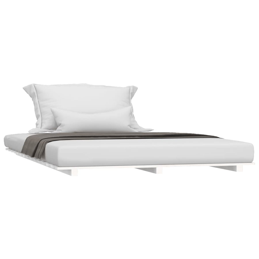 Bedframe massief grenenhout wit 140x190 cm 140 x 190 cm Wit