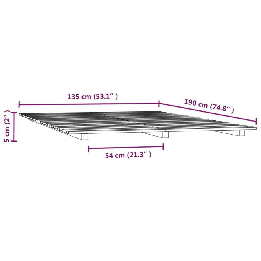 Bedframe Massief Grenenhout 135 x 190 cm Naturel