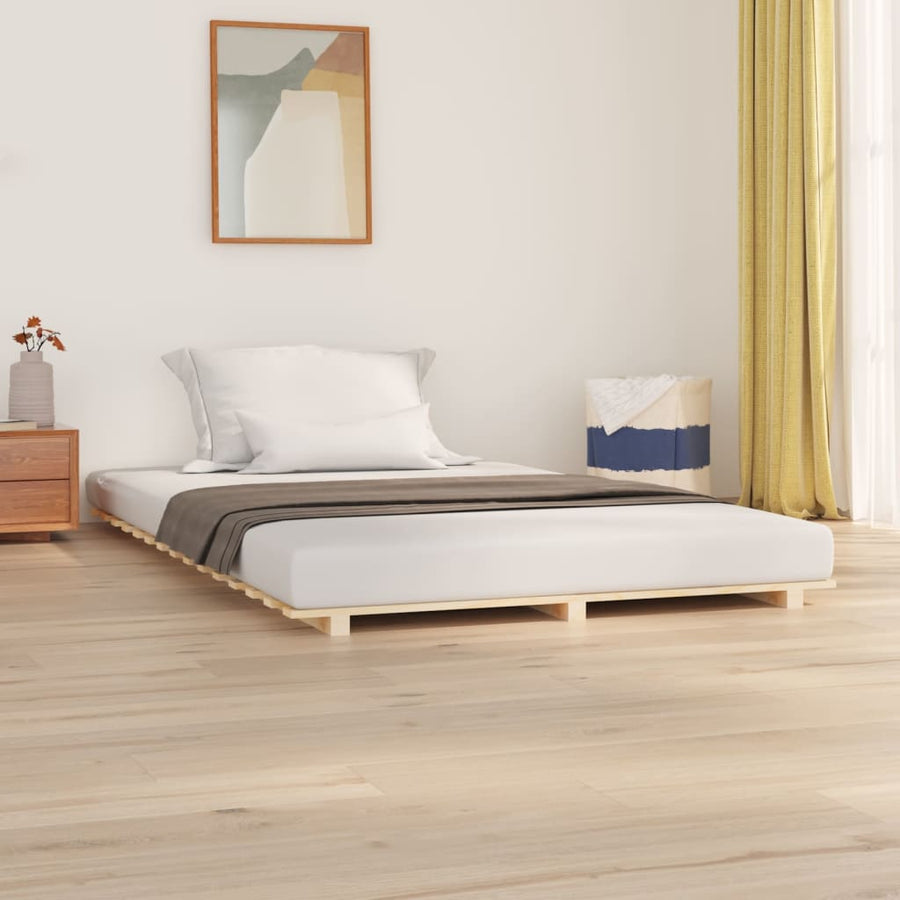 Bedframe Massief Grenenhout 135 x 190 cm Naturel