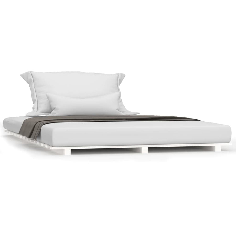 Bedframe massief grenenhout wit 135x190 cm 135 x 190 cm Wit
