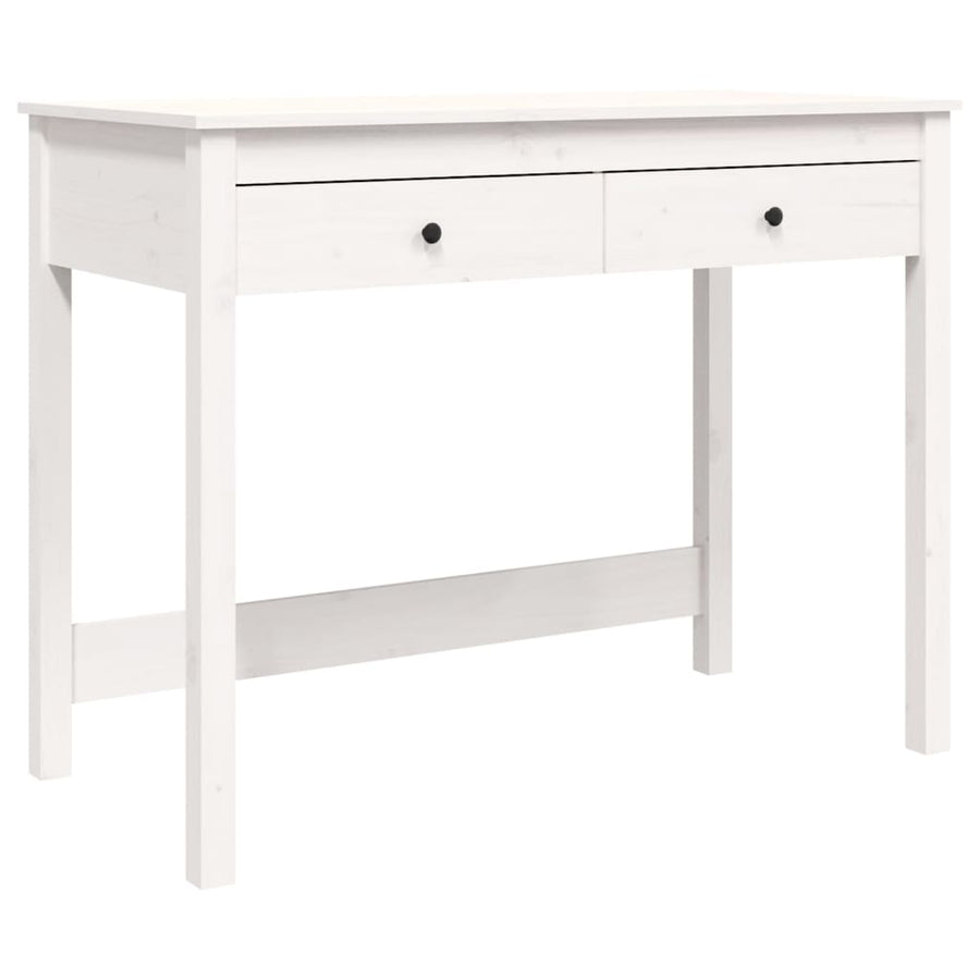 Bureau Met Lades 100X50X78 Cm Massief Grenenhout Wit