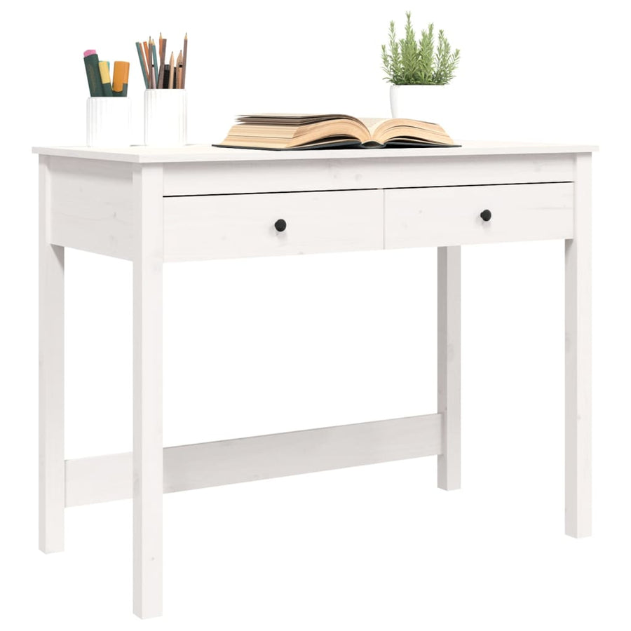 Bureau Met Lades 100X50X78 Cm Massief Grenenhout Wit