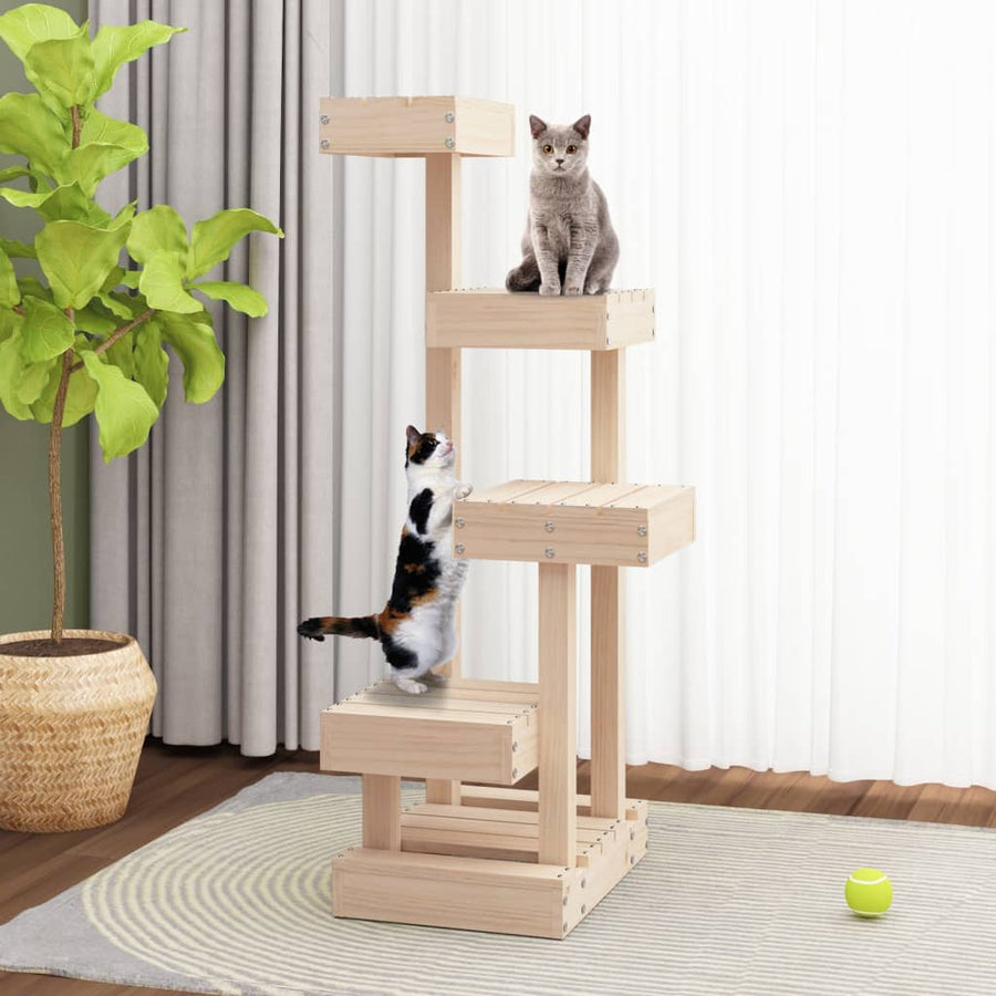 Kattenmeubel 45,5x49x103 cm massief grenenhout Naturel