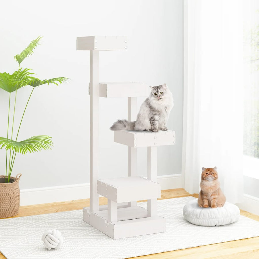 Kattenmeubel 45,5X49X103 Cm Massief Grenenhout Zwart