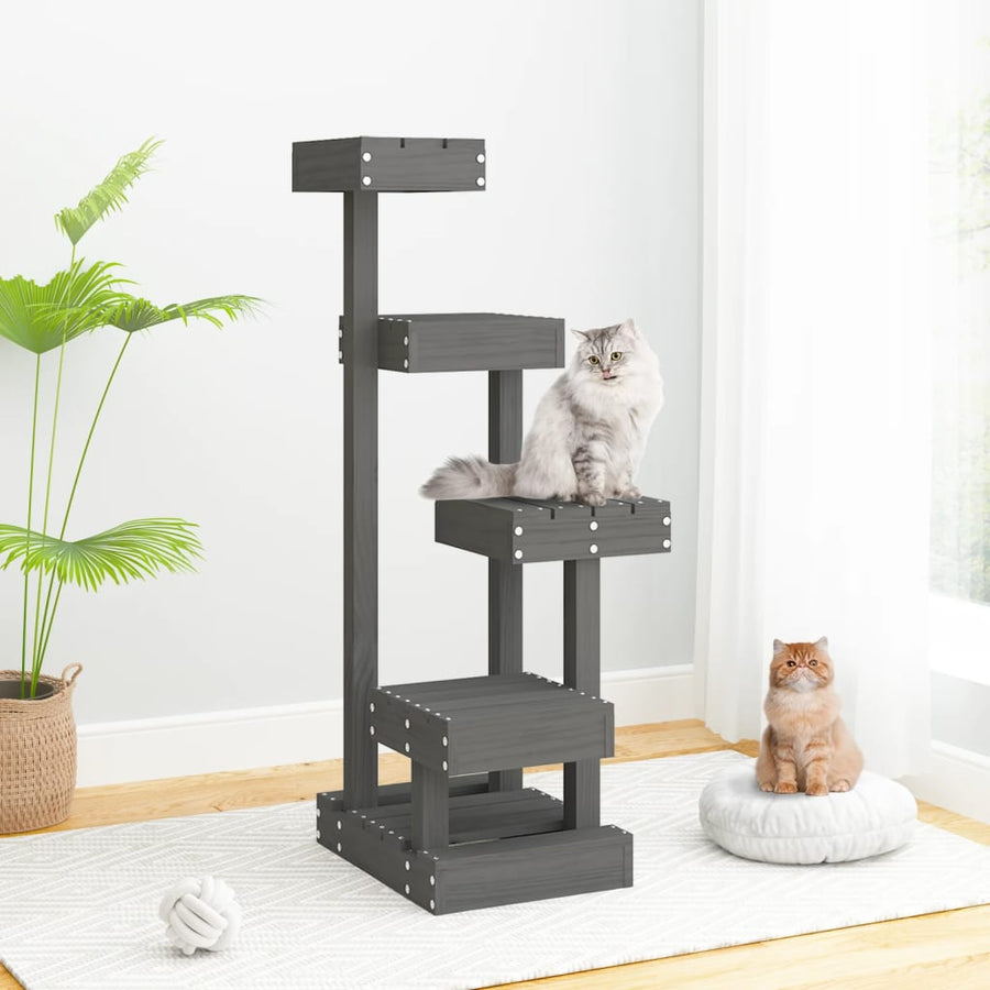 Kattenmeubel 45,5X49X103 Cm Massief Grenenhout Zwart