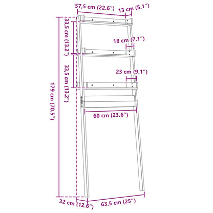 Toiletrek 63,5x32x179 cm massief grenenhout
