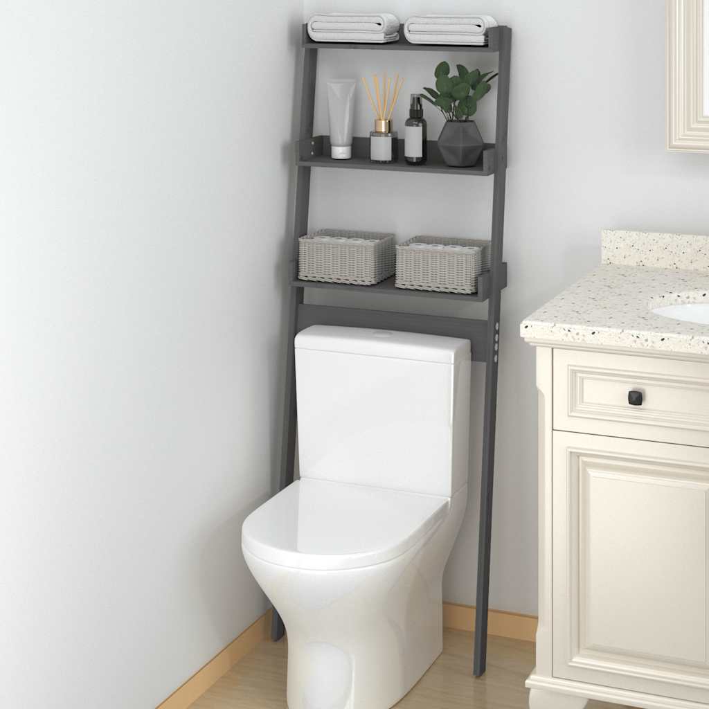 Toiletrek 63,5x32x179 cm massief grenenhout grijs