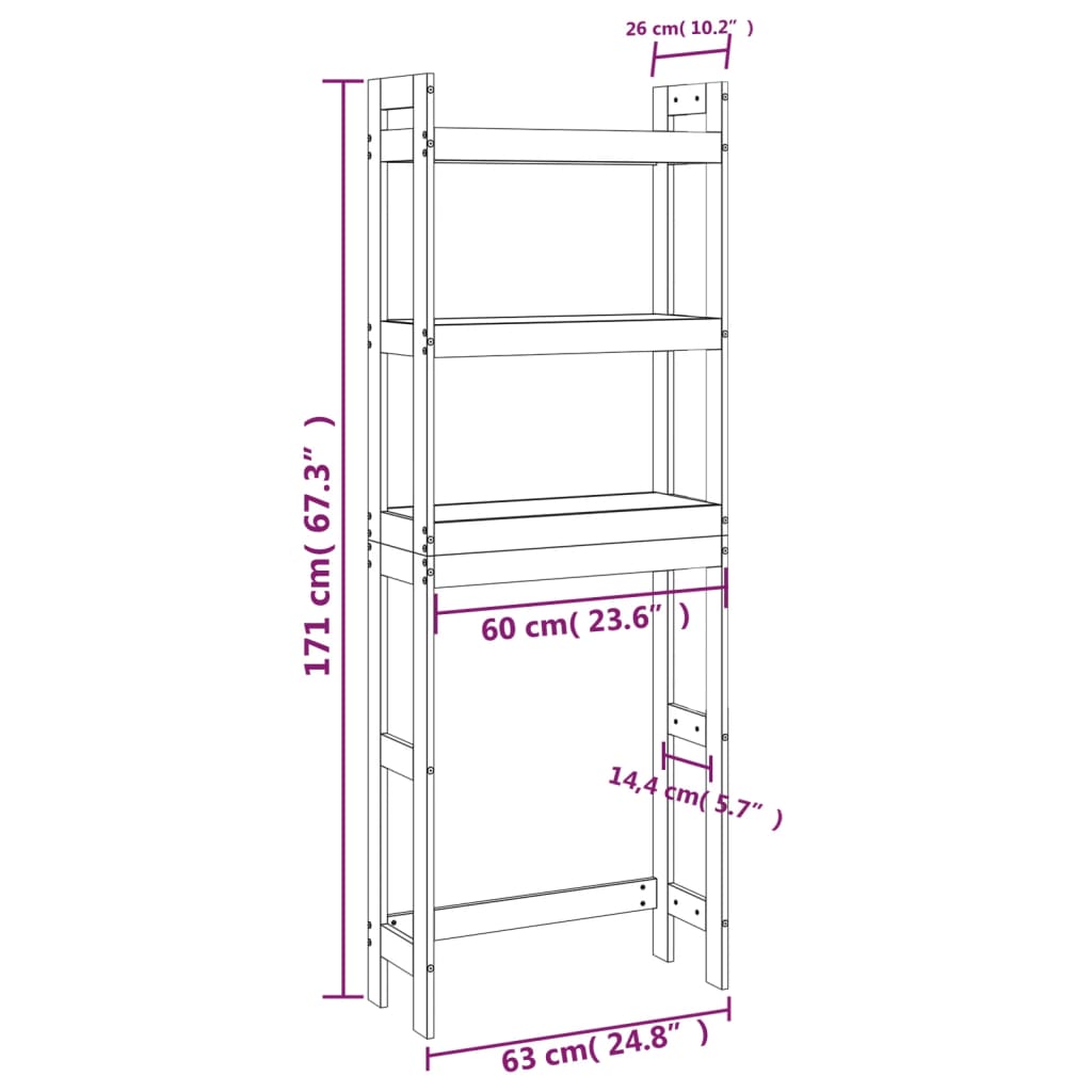 Toiletrek 63X26X171 Cm Massief Grenenhout Naturel