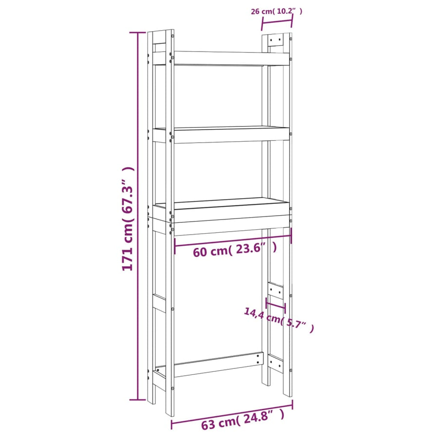 Toiletrek 63X26X171 Cm Massief Grenenhout Naturel