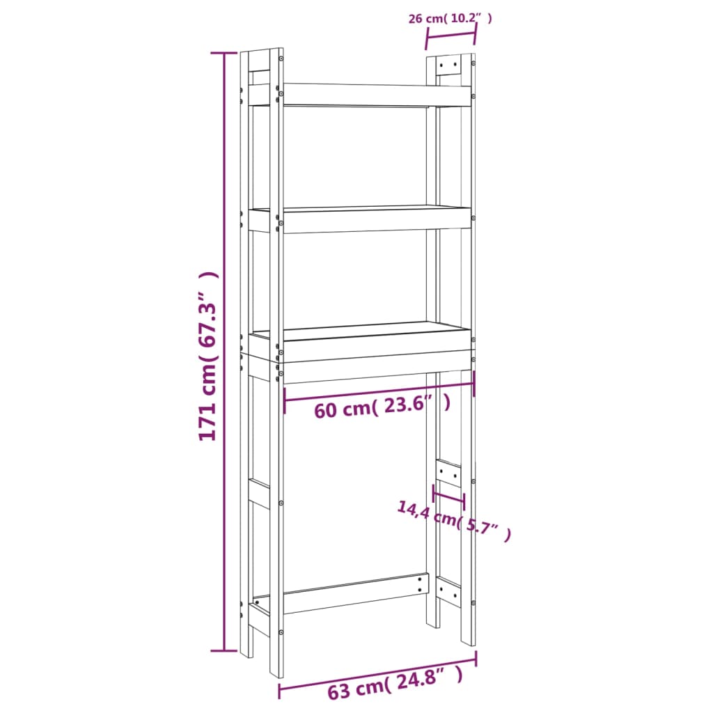 Toiletrek 63X26X171 Cm Massief Grenenhout Honingbruin