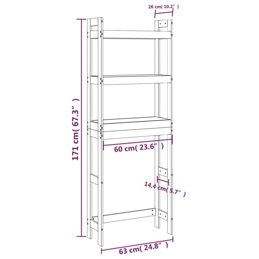 Toiletrek 63X26X171 Cm Massief Grenenhout Honingbruin