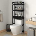Bathroom shelf 63x26x171 cm solid pine wood black