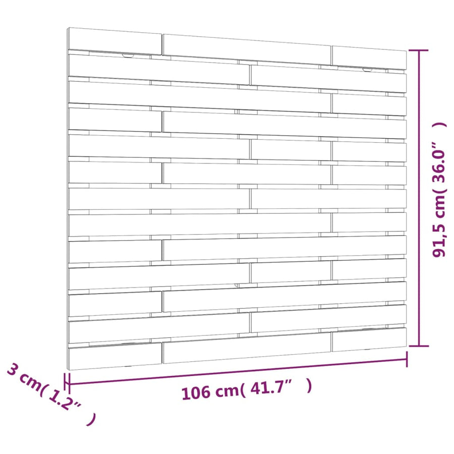 Hoofdbord Wandmontage 06X3X9,5 Cm Massief Grenenhout 106 x 91.5 cm Wit