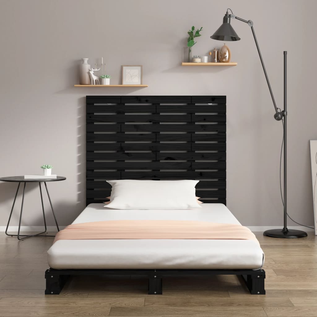 Hoofdbord Wandmontage 06X3X9,5 Cm Massief Grenenhout 106 x 91.5 cm Zwart
