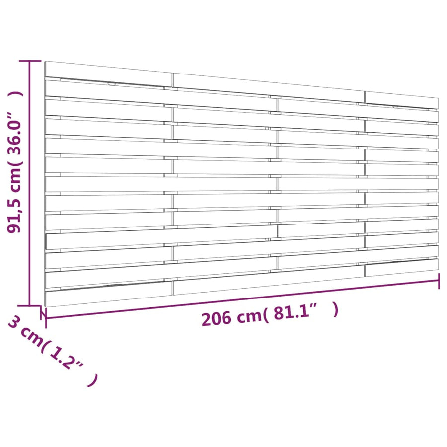 Hoofdbord Wandmontage 206X3X91,5 Cm Massief Grenenhout Naturel 206 x 91.5 cm