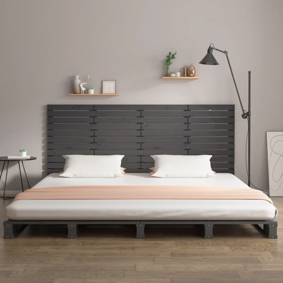 Hoofdbord Wandmontage 206X3X9,5 Cm Massief Grenenhout 206 x 91.5 cm Grijs