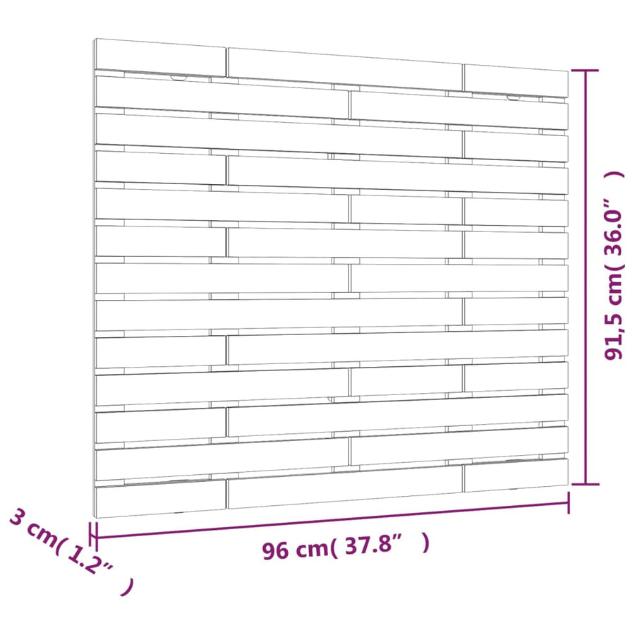 Hoofdbord Wandmontage 96X3X9,5 Cm Massief Grenenhout 96 x 91.5 cm Wit