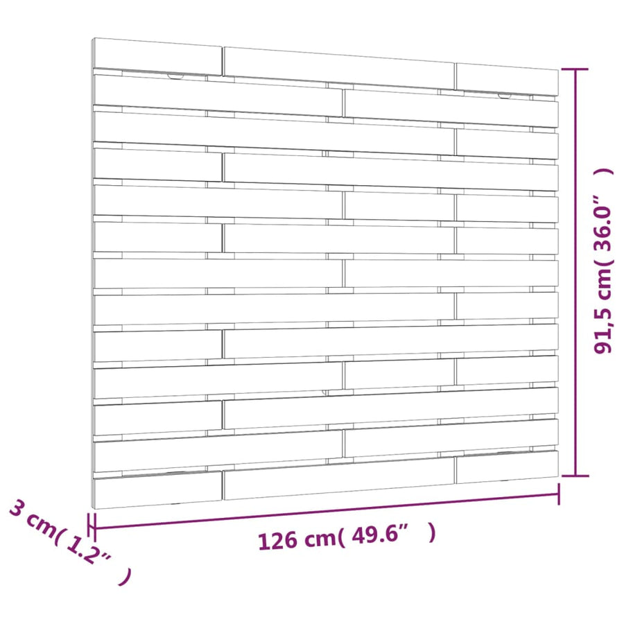 Hoofdbord Wandmontage 26X3X9,5 Cm Grenenhout 126 x 91.5 cm Honingbruin