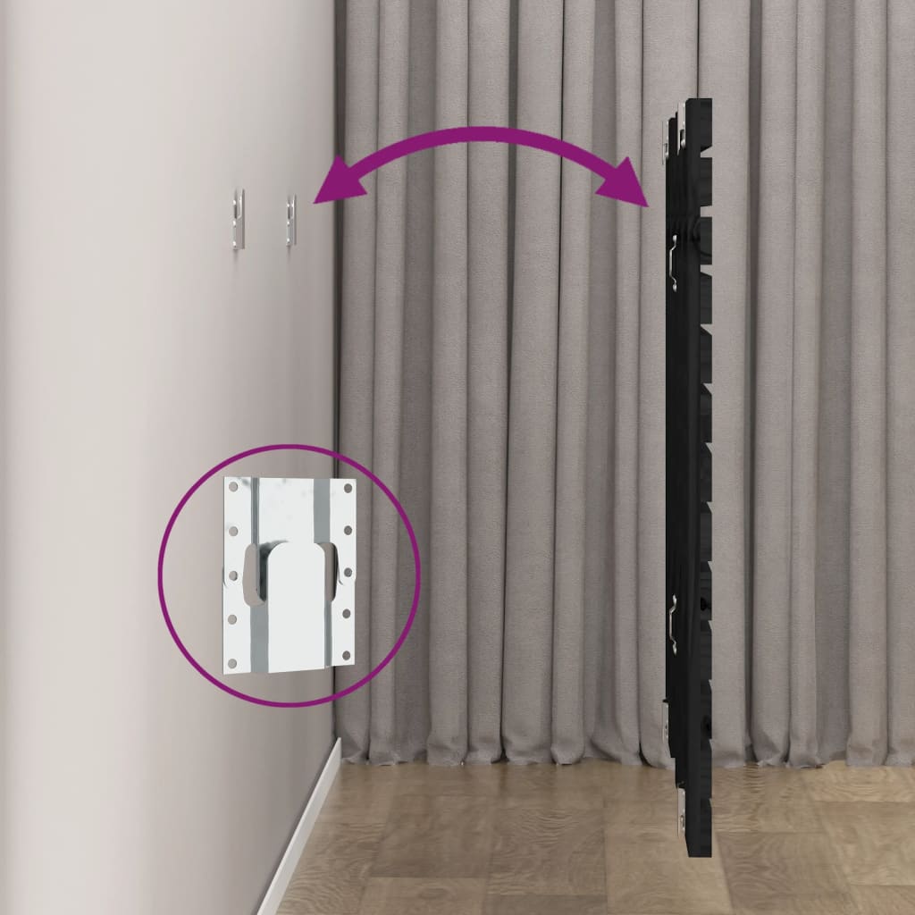 Hoofdbord Wandmontage 26X3X9,5 Cm Massief Grenenhout 126 x 91.5 cm Zwart