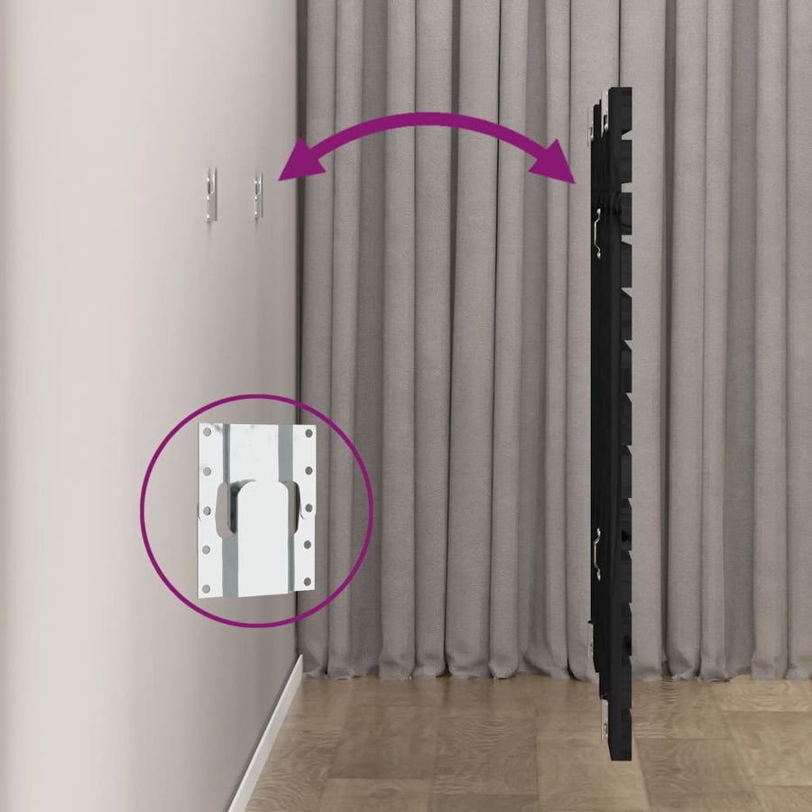 Hoofdbord Wandmontage 26X3X9,5 Cm Massief Grenenhout 126 x 91.5 cm Zwart