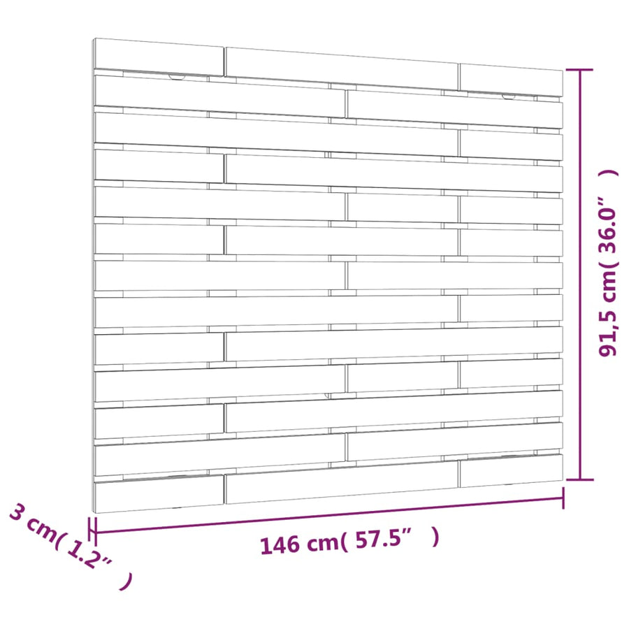 Hoofdbord Wandmontage 46X3X9,5 Cm Massief Grenenhout 146 x 91.5 cm Wit