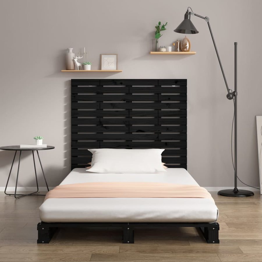 Hoofdbord Wandmontage 8X3X9,5 Cm Massief Grenenhout 81 x 91.5 cm Zwart