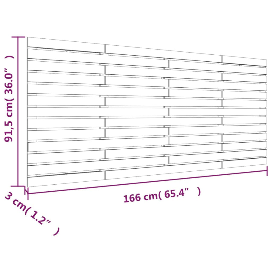 Hoofdbord Wandmontage 66X3X9,5 Cm Massief Grenenhout 166 x 91.5 cm Naturel