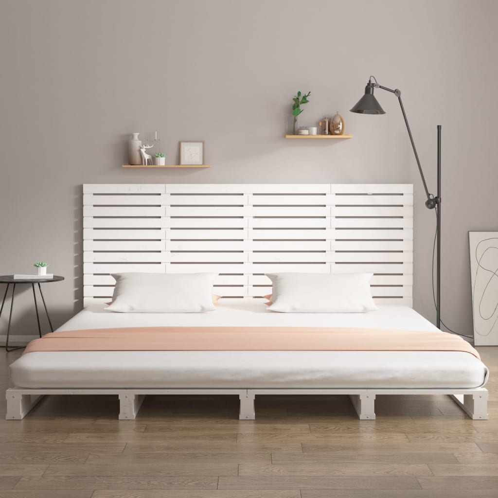 Hoofdbord Wandmontage 66X3X9,5 Cm Massief Grenenhout 166 x 91.5 cm Wit