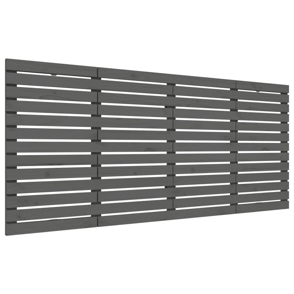 Hoofdbord Wandmontage 66X3X9,5 Cm Massief Grenenhout 166 x 91.5 cm Grijs
