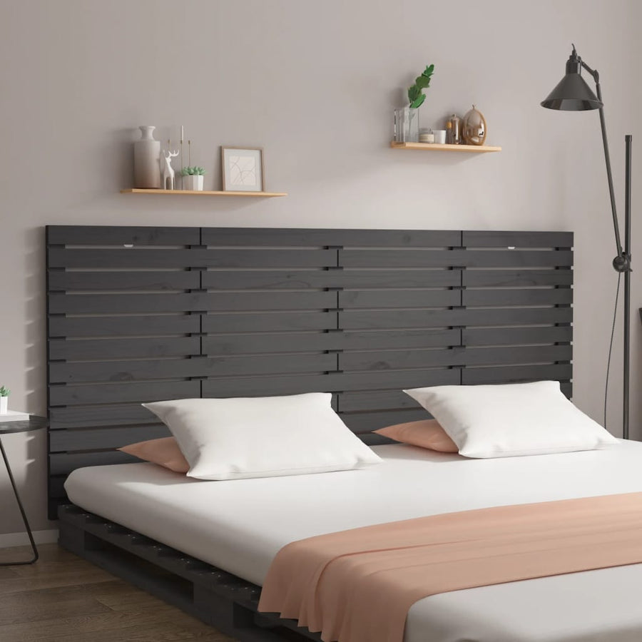 Hoofdbord Wandmontage 66X3X9,5 Cm Massief Grenenhout 166 x 91.5 cm Grijs
