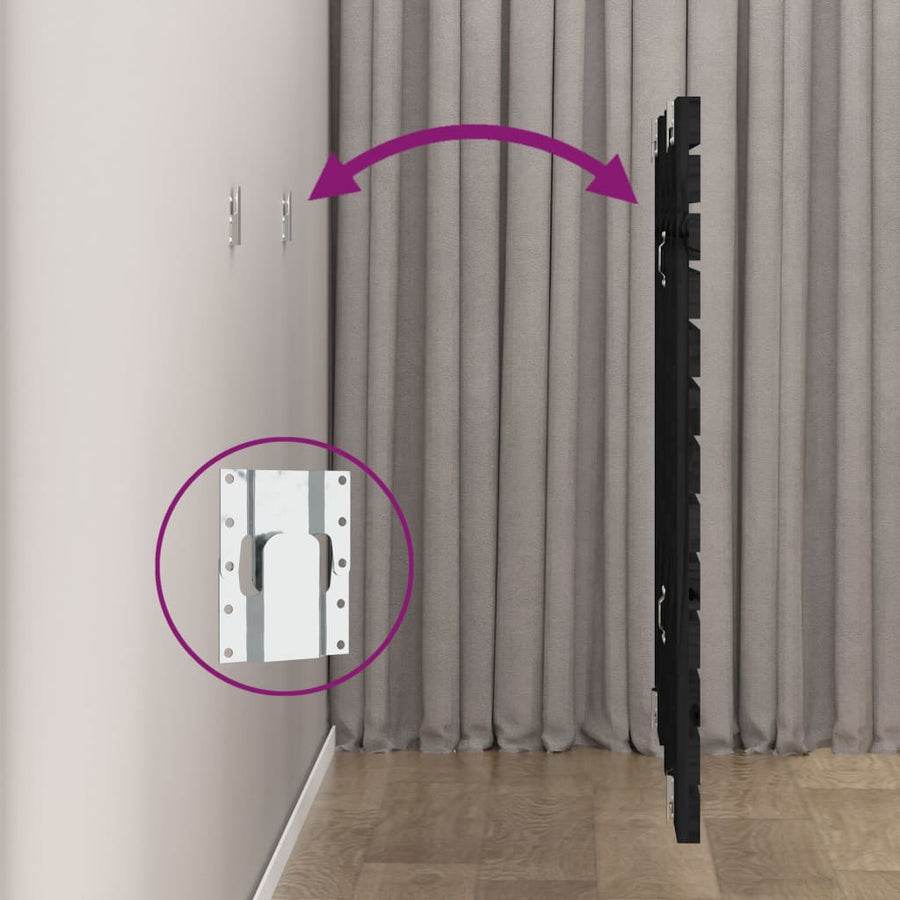 Hoofdbord Wandmontage 4X3X9,5 Cm Massief Grenenhout 141 x 91.5 cm Zwart