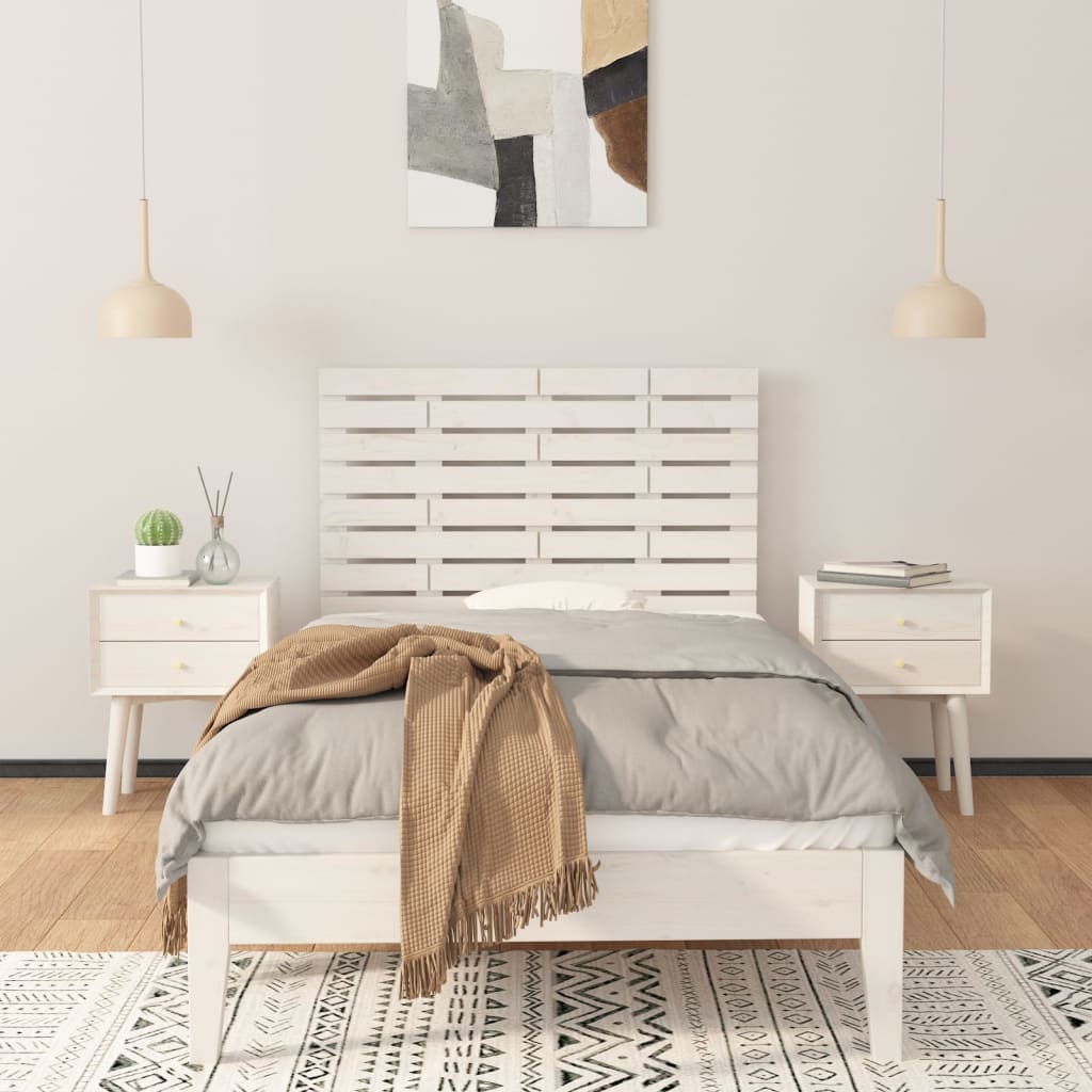 Hoofdbord Wandmontage 06X3X63 Cm Massief Grenenhout 106 x 63 cm Wit