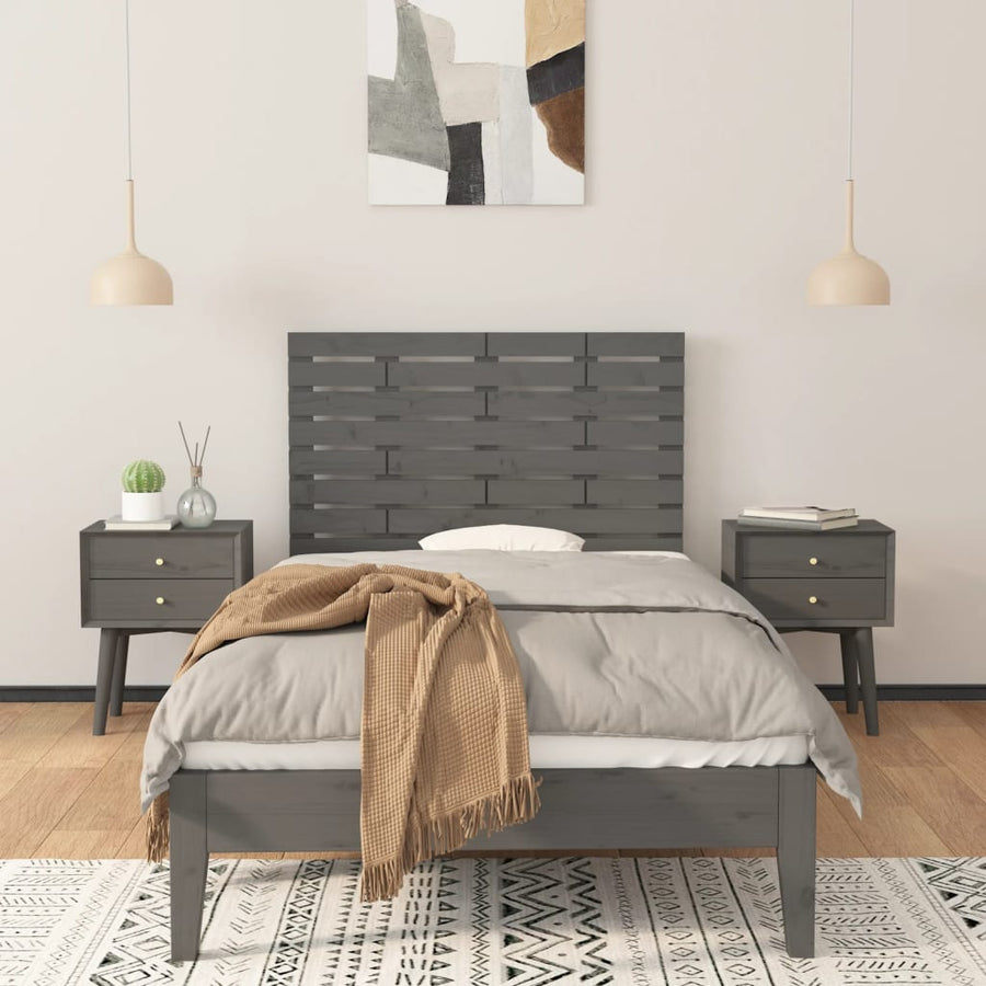 Hoofdbord Wandmontage 06X3X63 Cm Massief Grenenhout 106 x 63 cm Grijs