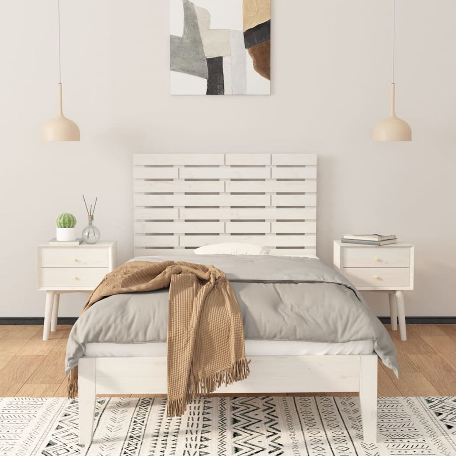 Hoofdbord Wandmontage 96X3X63 Cm Massief Grenenhout 96 x 63 cm Wit