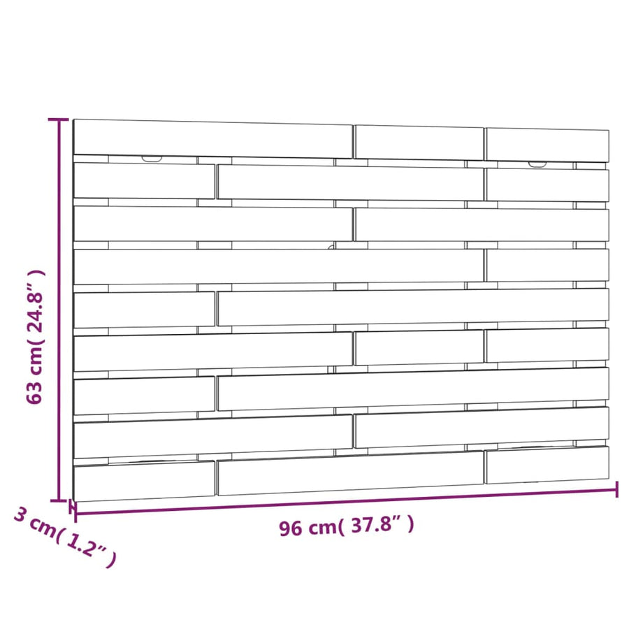 Hoofdbord Wandmontage 96X3X63 Cm Massief Grenenhout 96 x 63 cm Wit