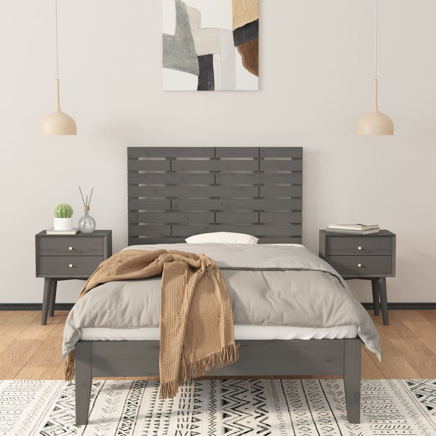 Hoofdbord Wandmontage 96X3X63 Cm Massief Grenenhout 96 x 63 cm Grijs