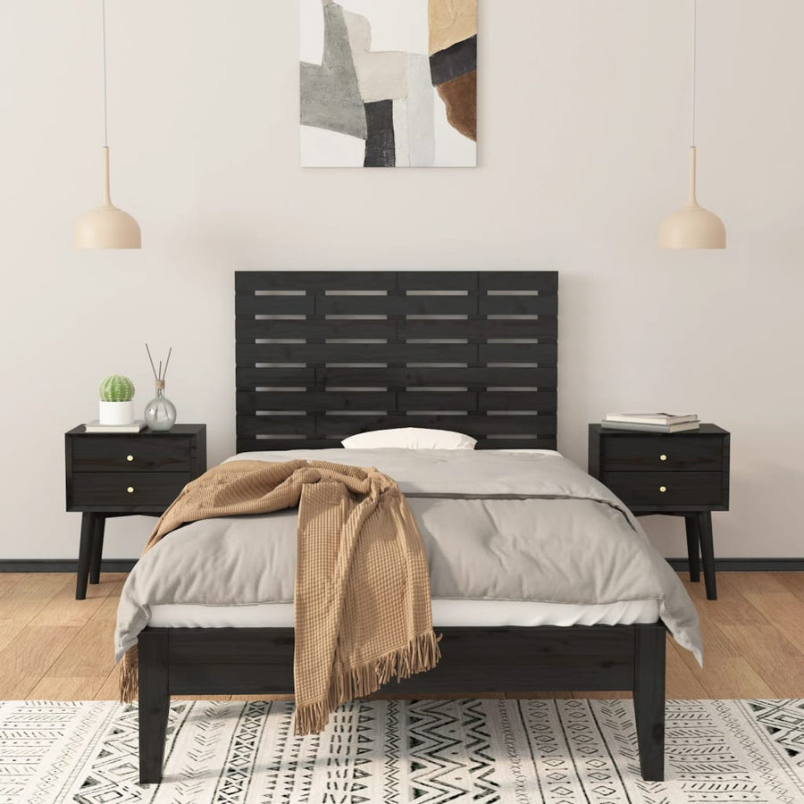 Hoofdbord Wandmontage 96X3X63 Cm Massief Grenenhout 96 x 63 cm Zwart