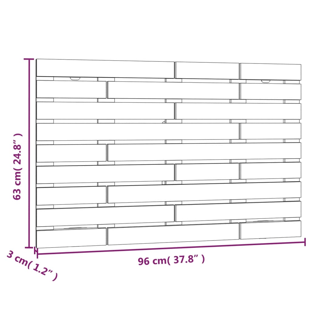 Hoofdbord Wandmontage 96X3X63 Cm Massief Grenenhout 96 x 63 cm Zwart