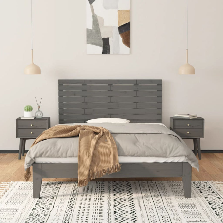 Hoofdbord Wandmontage 26X3X63 Cm Massief Grenenhout 126 x 63 cm Grijs