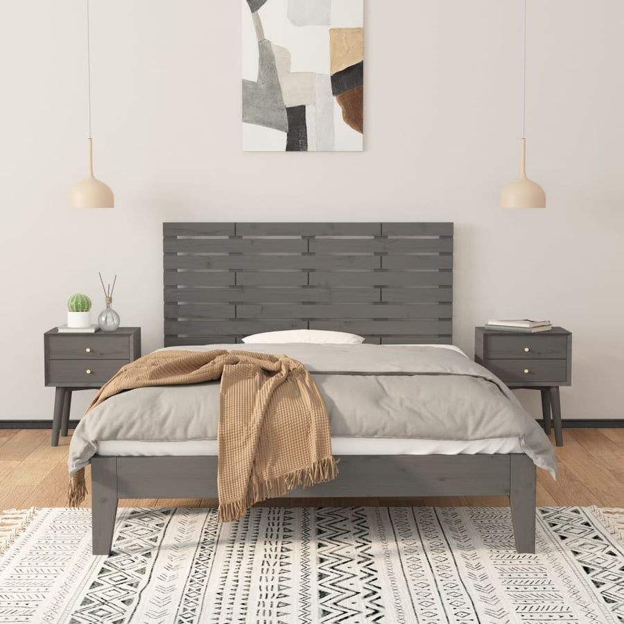 Hoofdbord Wandmontage 46X3X63 Cm Massief Grenenhout 146 x 63 cm Grijs