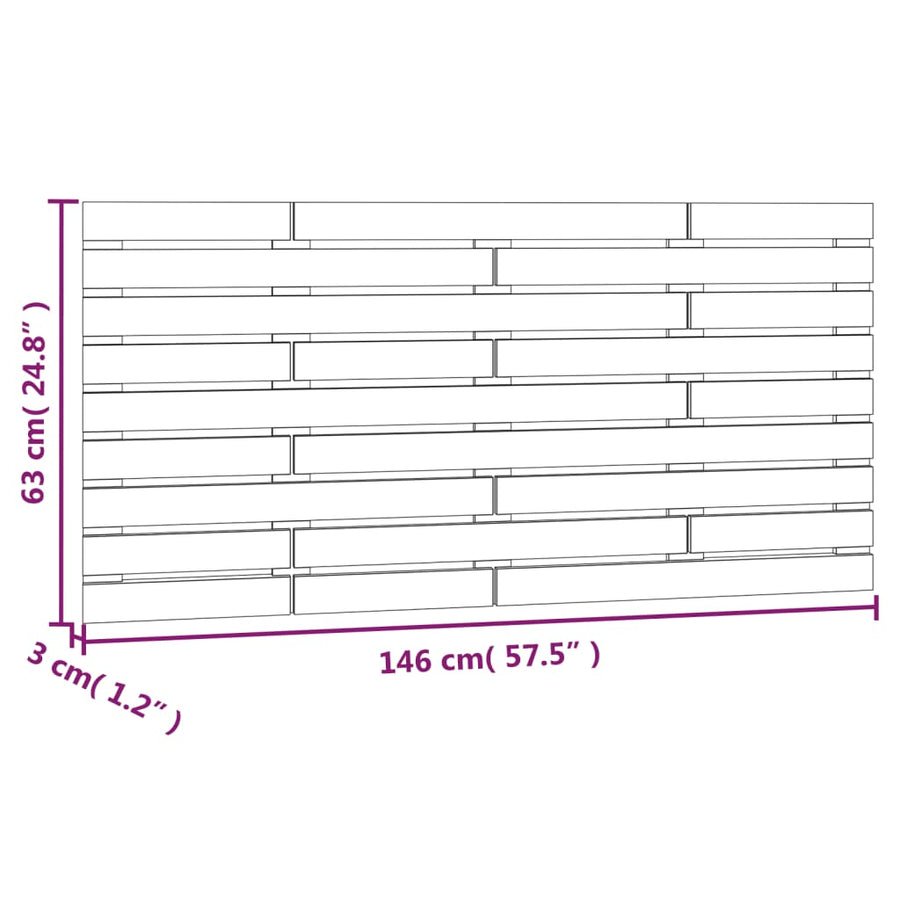 Hoofdbord Wandmontage 46X3X63 Cm Grenenhout 146 x 63 cm Honingbruin