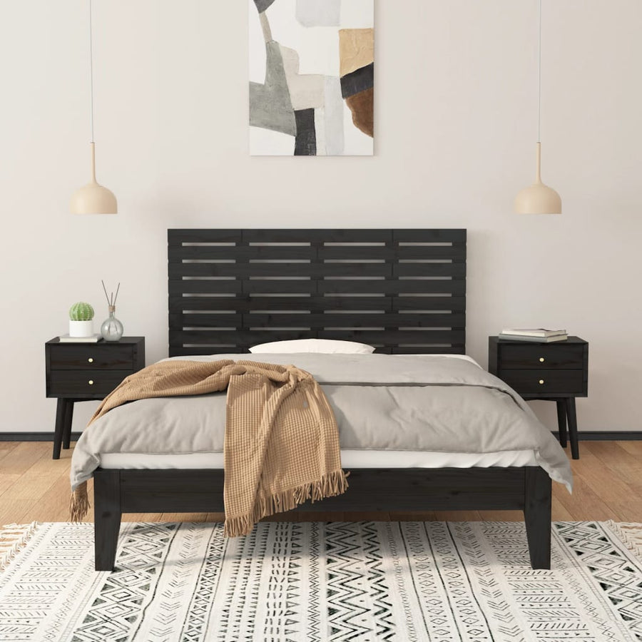 Hoofdbord Wandmontage 46X3X63 Cm Massief Grenenhout 146 x 63 cm Zwart