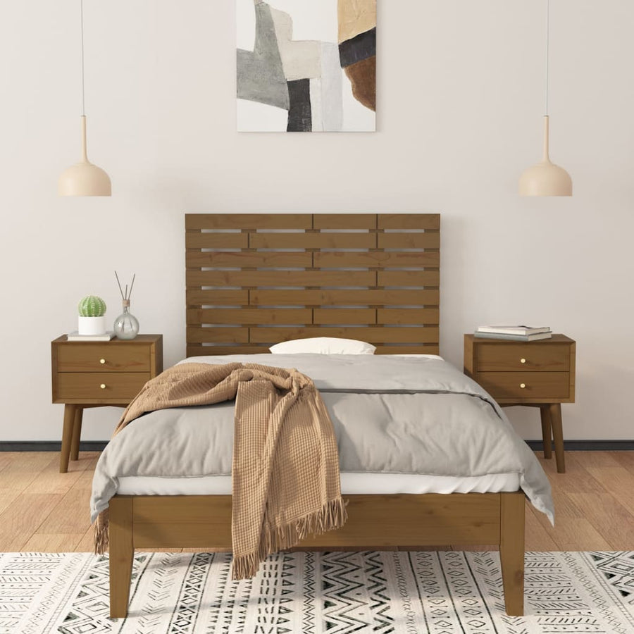 Hoofdbord Wandmontage 8X3X63 Cm Massief Grenenhout 81 x 63 cm Honingbruin