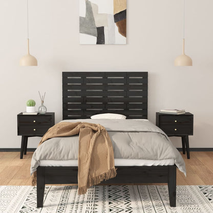 Hoofdbord Wandmontage 8X3X63 Cm Massief Grenenhout 81 x 63 cm Zwart